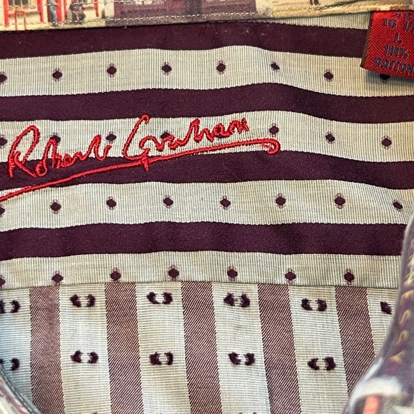 Robert Graham purple and Blue Casual Button Down Shirt - Picture 3 of 3